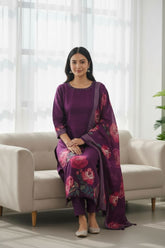 Fully Stitched -  Muslin Digital Print Mirror & Pearl Suit -Stitched for Elegance